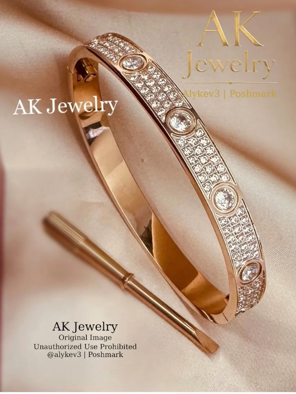 💎LUXURY ROSE Pave Diamond Style Design Bracelet, Bangle, Cuff CZ
